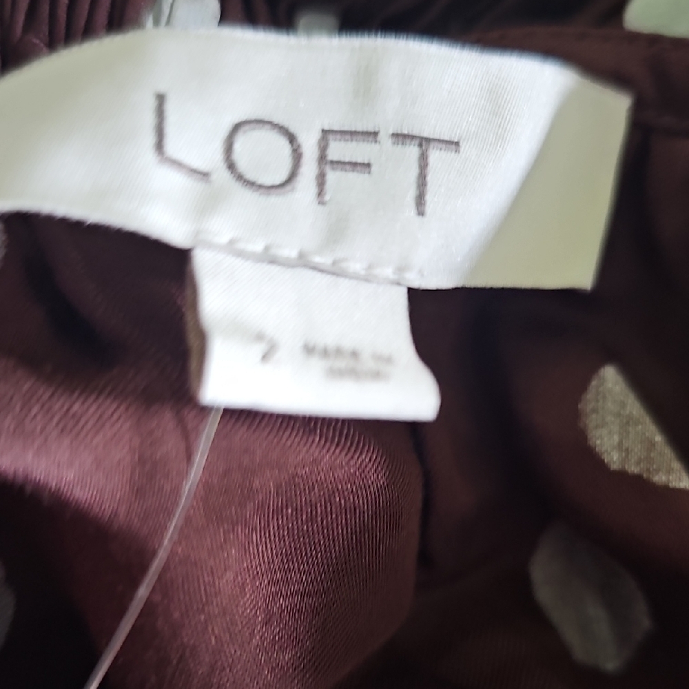 LOFT Brown and White Polka Dot Womens Dress - Picture 8 of 9